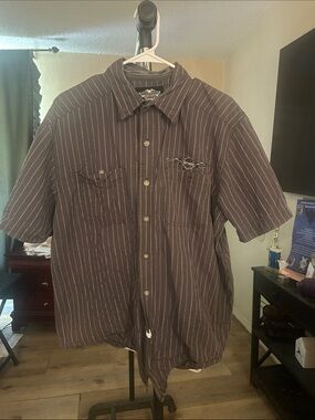 Harley-Davidson Pinstripe Short-Sleeve Button-Down Shirt